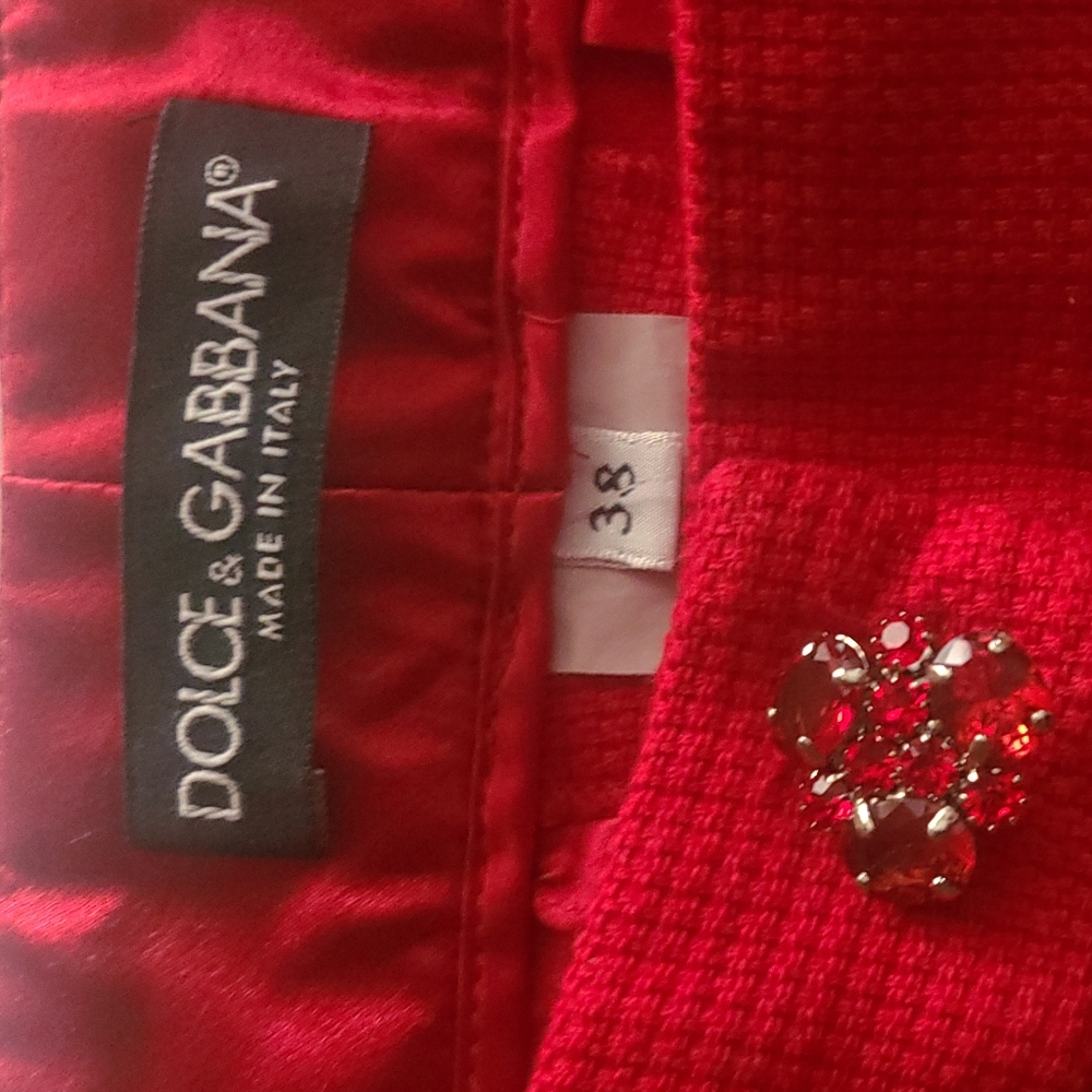 Dolce and Gabbana red tweed ankle pants